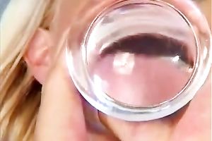 Sassy golden-haired bimbo acquires a biggest marital-device in her soaked slit