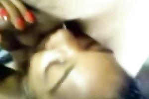 Ebony hooker engulfing large white cock balls unfathomable in non-professional video