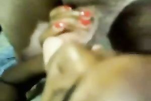Ebony hooker engulfing large white cock balls unfathomable in non-professional video