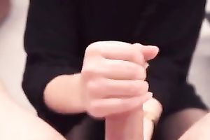 Ardent cheating wife of my buddy was jerking off his rock hard large weenie