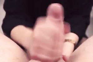 Ardent cheating wife of my buddy was jerking off his rock hard large weenie