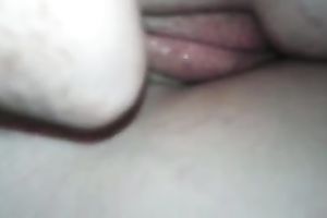 Playing with small cum-hole of my hotwife on the closeup clip