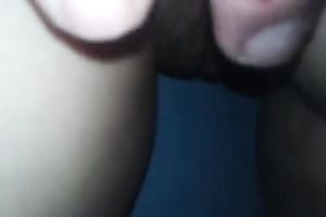 Playing with small cum-hole of my hotwife on the closeup clip