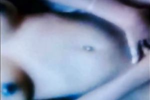 My bosomy black skinned girlfriend caresses her juicy muff with hands