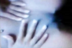 My bosomy black skinned girlfriend caresses her juicy muff with hands