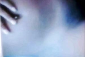 My bosomy black skinned girlfriend caresses her juicy muff with hands