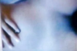 My bosomy black skinned girlfriend caresses her juicy muff with hands