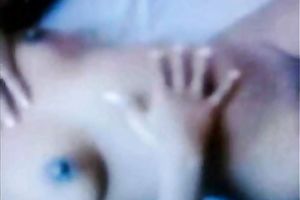 My bosomy black skinned girlfriend caresses her juicy muff with hands