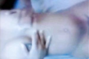 My bosomy black skinned girlfriend caresses her juicy muff with hands