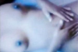 My bosomy black skinned girlfriend caresses her juicy muff with hands