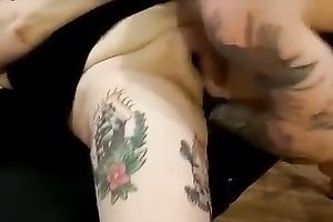 Super corpulent tattooed brunette hair Gothic fatso fisted by my buddy