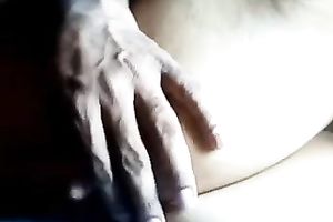 Playing with Indian girl's large boobies and merry teats