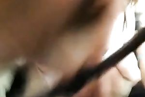 Brownhead floozy sucking giant hard pecker deepthroat in POV video