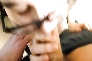 Brownhead floozy sucking giant hard pecker deepthroat in POV video