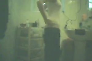 My superlatively good friend's girlfriend secretly being taped during the time that this babe is dressing