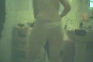 My superlatively good friend's girlfriend secretly being taped during the time that this babe is dressing