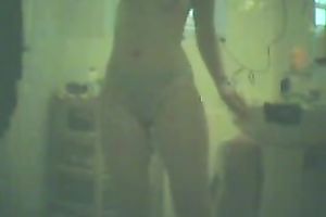 My superlatively good friend's girlfriend secretly being taped during the time that this babe is dressing