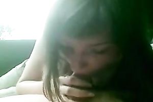 All natural ex-girlfriend of my buddy greedily sucked his corpulent prick