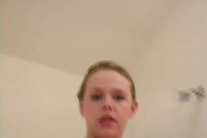 Busty and cute dilettante sweetheart shows off her natural jugs