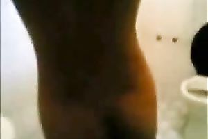 Filming my cute slender Sri Lankan coed GF taking shower