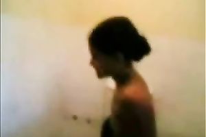 Filming my cute slender Sri Lankan coed GF taking shower