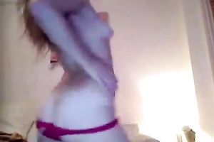 Skinny teen demonstrates her body for the web camera