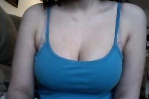 Big boobed ally masturbating passionately in front of camera