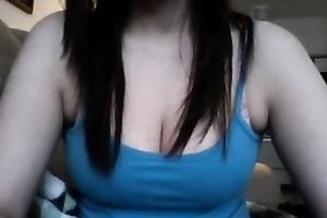 Big boobed ally masturbating passionately in front of camera