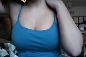 Big boobed ally masturbating passionately in front of camera