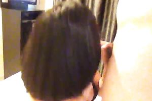 Amazing Asian sexpot engulfing my shlong deepthroat in non-professional episode