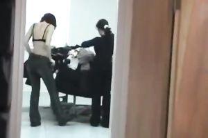 Just spying on a pair of girls changing clothing in the bedroom