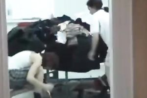 Just spying on a pair of girls changing clothing in the bedroom