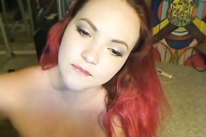 Poking my slit with huge sex toy during the time that sweet clitoris with Hitachi sex toy