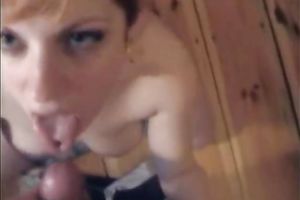 Slutty and messy redhead slut gives a tugjob to her fellow