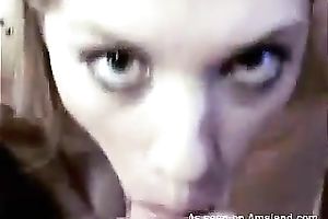 Blonde legal age teenager babe with large eyes faicalized on POV vid anew