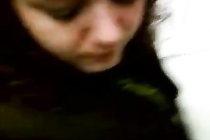 Curly-haired white bitch sucked my dark cock like a pro