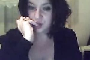 Mesmerizing dark brown cam sexpot shows me her mounds and vagina