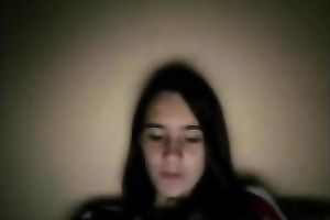 Webcam solo with a dark brown legal age teenager exposing her natural meatballs