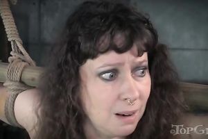 Fat auburn haired milf tied and stranded in the basement