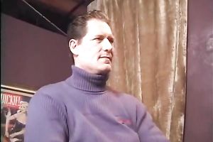 Sizzling blond milf enjoys MMF sex with 2 dark chaps