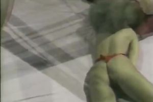 This lewd golden-haired with fine round mambos loves masturbating in sofa