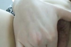 Nice closeup pussy rubbing session performed by cute pale non-professional white bitch