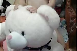 Oversexed legal age teenager is fucking her favourite fur large toy