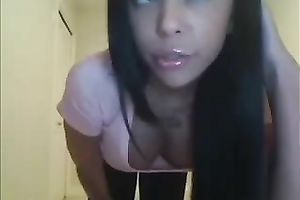 Busty and slender legal age teenager hottie jiggles her meatballs on web camera