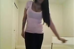 Busty and slender legal age teenager hottie jiggles her meatballs on web camera