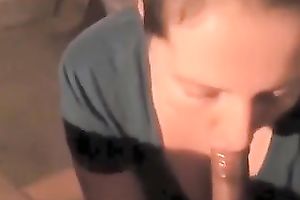 German dark brown sweetie sucks my prick with excitement