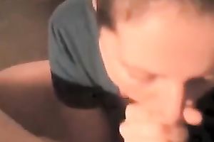 German dark brown sweetie sucks my prick with excitement