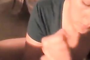 German dark brown sweetie sucks my prick with excitement