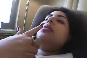 Extremely fat Indian mother I'd like to fuck in fishnet stuff plays with her giant boobies