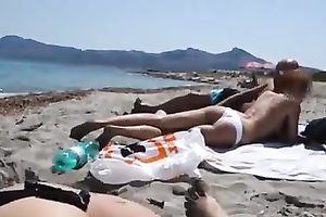 Auburn lewd white wife in sunglasses provided my buddy with a priceless BJ on beach